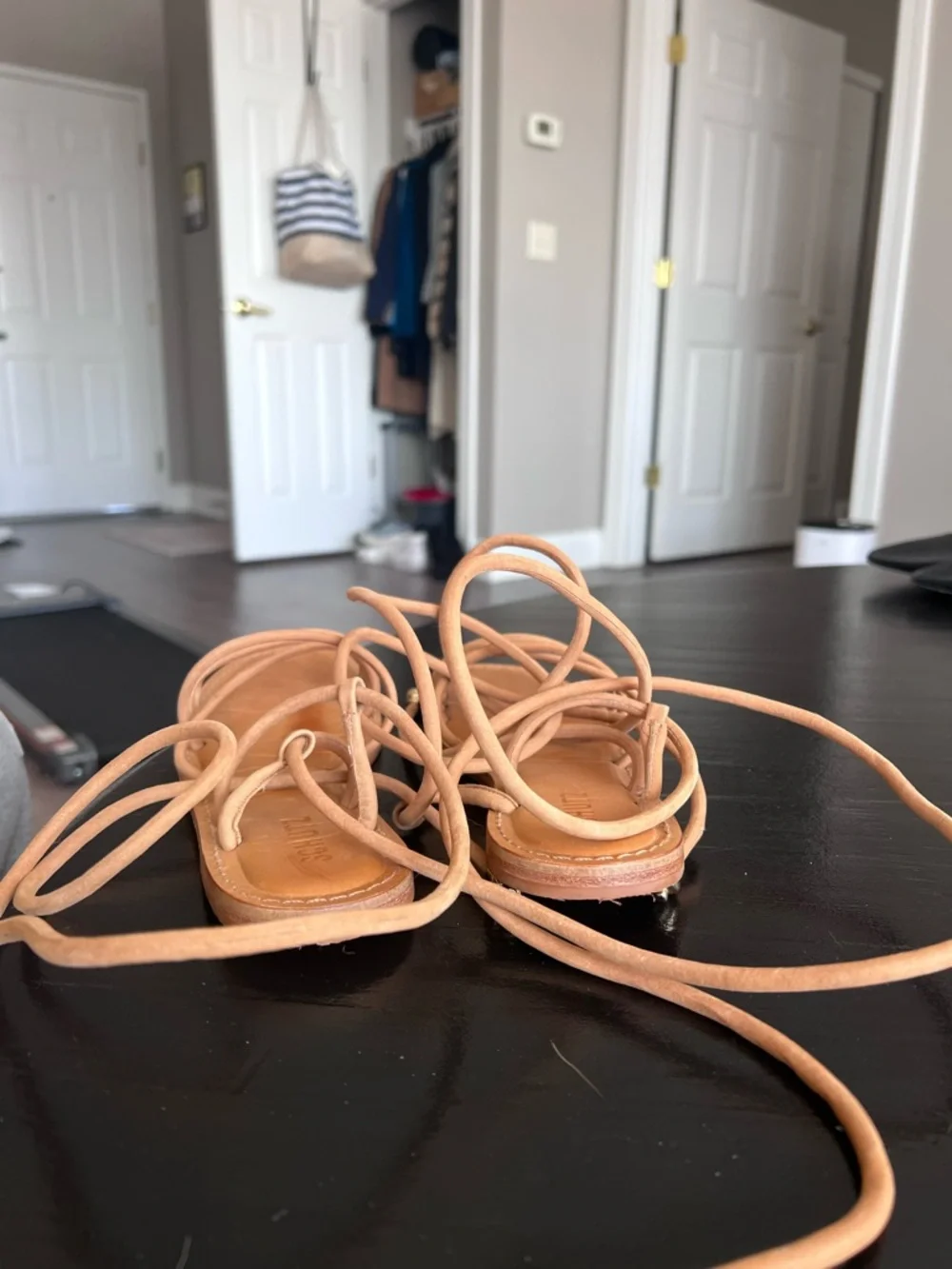 SCHUTZ Magdalena Flat Wrap-Around Sandals in Carmel - Picture 4 of 6